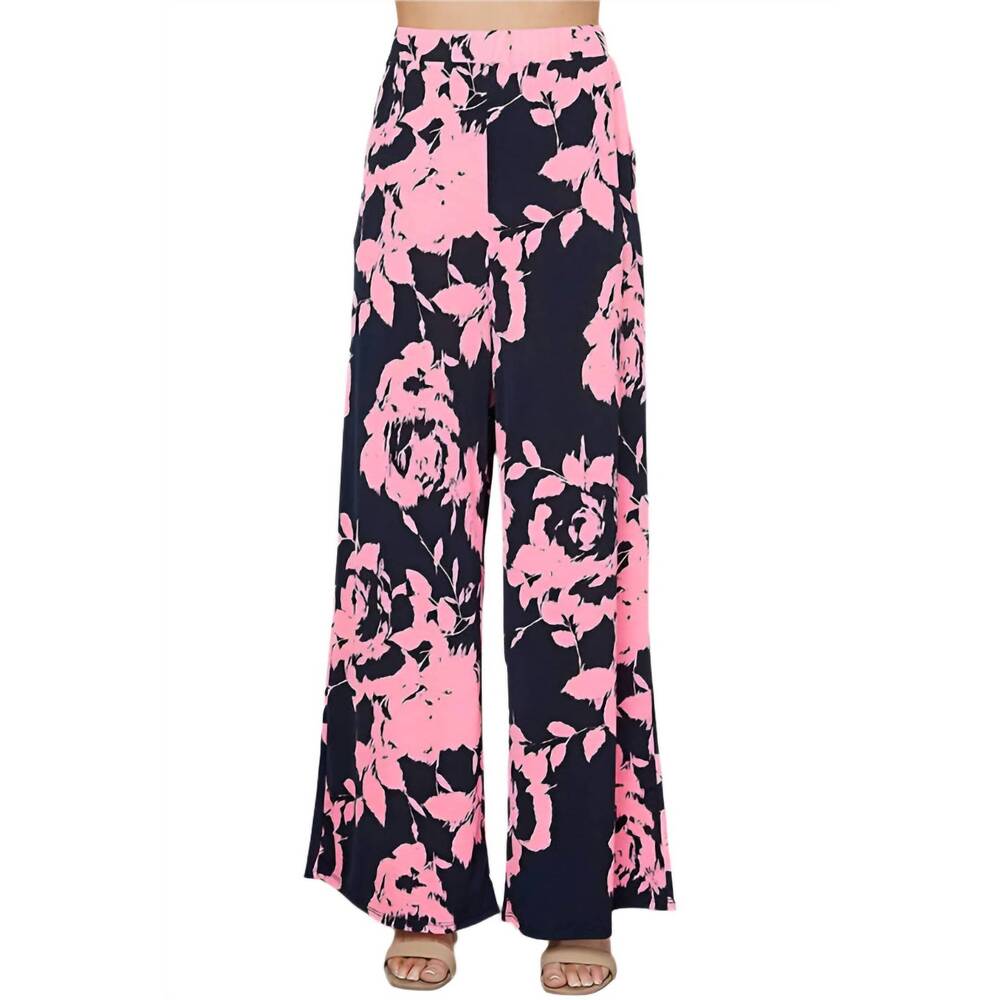 NEW SHOPIN LA floral print pants - plus in navy/pink